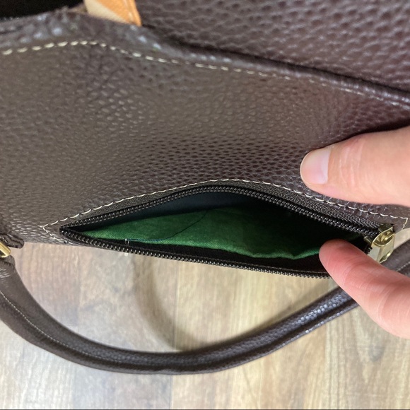 Brown Faux Leather Side Tote Purse w/ Colorful Detailing - Picture 8 of 12